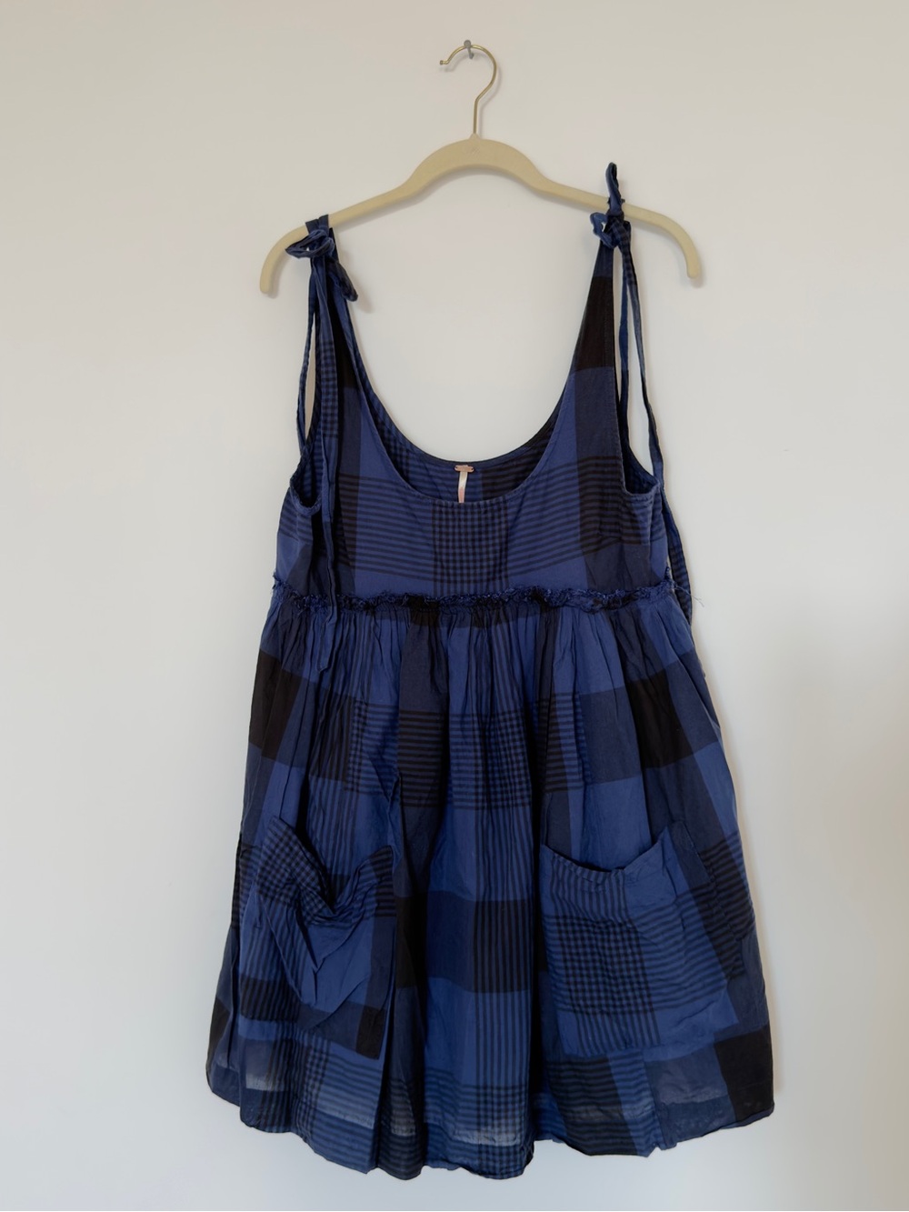 Free People - Blue Plaid Babydoll Dress